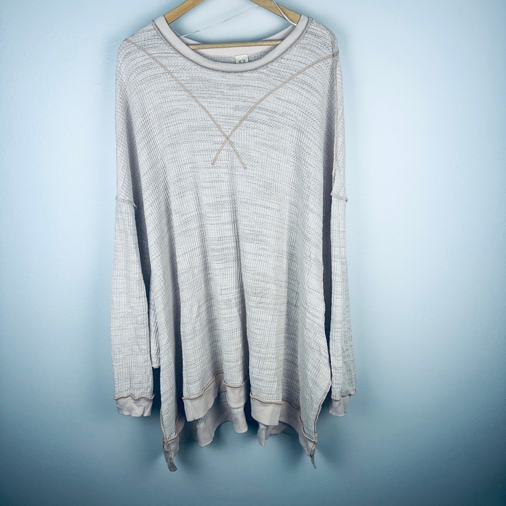 We The Free Free People Cream Waffle Knit Oversized Tunic Large